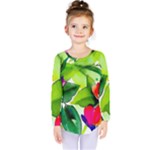 Watercolor Flowers Leaves Foliage Nature Floral Spring Kids  Long Sleeve T-Shirt