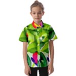 Watercolor Flowers Leaves Foliage Nature Floral Spring Kids  Short Sleeve Shirt