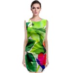 Watercolor Flowers Leaves Foliage Nature Floral Spring Sleeveless Velvet Midi Dress