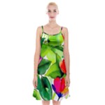 Watercolor Flowers Leaves Foliage Nature Floral Spring Spaghetti Strap Velvet Dress