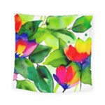 Watercolor Flowers Leaves Foliage Nature Floral Spring Square Tapestry (Small)