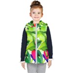 Watercolor Flowers Leaves Foliage Nature Floral Spring Kids  Hooded Puffer Vest