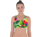 Watercolor Flowers Leaves Foliage Nature Floral Spring Cross String Back Sports Bra