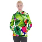 Watercolor Flowers Leaves Foliage Nature Floral Spring Women s Hooded Pullover