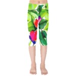 Watercolor Flowers Leaves Foliage Nature Floral Spring Kids  Capri Leggings 