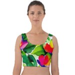 Watercolor Flowers Leaves Foliage Nature Floral Spring Velvet Crop Top