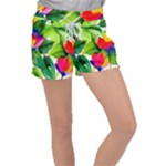 Watercolor Flowers Leaves Foliage Nature Floral Spring Women s Velour Lounge Shorts