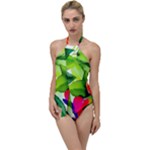 Watercolor Flowers Leaves Foliage Nature Floral Spring Go with the Flow One Piece Swimsuit