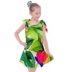 Watercolor Flowers Leaves Foliage Nature Floral Spring Kids  Tie Up Tunic Dress