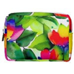 Watercolor Flowers Leaves Foliage Nature Floral Spring Make Up Pouch (Medium)