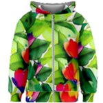 Watercolor Flowers Leaves Foliage Nature Floral Spring Kids  Zipper Hoodie Without Drawstring