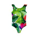 Watercolor Flowers Leaves Foliage Nature Floral Spring Kids  Frill Swimsuit