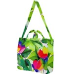 Watercolor Flowers Leaves Foliage Nature Floral Spring Square Shoulder Tote Bag