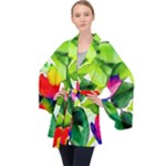 Watercolor Flowers Leaves Foliage Nature Floral Spring Long Sleeve Velvet Kimono 