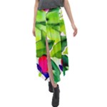 Watercolor Flowers Leaves Foliage Nature Floral Spring Velour Split Maxi Skirt