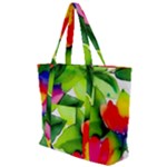 Watercolor Flowers Leaves Foliage Nature Floral Spring Zip Up Canvas Bag