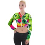 Watercolor Flowers Leaves Foliage Nature Floral Spring Long Sleeve Cropped Velvet Jacket