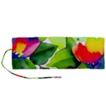 Watercolor Flowers Leaves Foliage Nature Floral Spring Roll Up Canvas Pencil Holder (M)