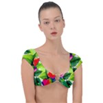 Watercolor Flowers Leaves Foliage Nature Floral Spring Cap Sleeve Ring Bikini Top