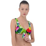 Watercolor Flowers Leaves Foliage Nature Floral Spring Front Tie Bikini Top