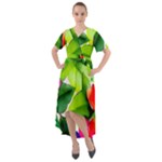 Watercolor Flowers Leaves Foliage Nature Floral Spring Front Wrap High Low Dress