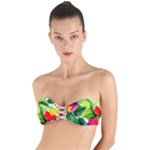 Watercolor Flowers Leaves Foliage Nature Floral Spring Twist Bandeau Bikini Top