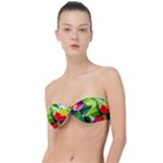 Watercolor Flowers Leaves Foliage Nature Floral Spring Classic Bandeau Bikini Top 