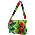 Watercolor Flowers Leaves Foliage Nature Floral Spring Full Print Messenger Bag (L)