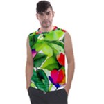 Watercolor Flowers Leaves Foliage Nature Floral Spring Men s Regular Tank Top