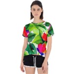 Watercolor Flowers Leaves Foliage Nature Floral Spring Open Back Sport T-Shirt