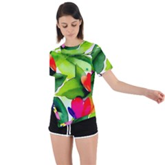 Asymmetrical Short Sleeve Sports T-Shirt 