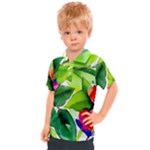 Watercolor Flowers Leaves Foliage Nature Floral Spring Kids  Polo T-Shirt