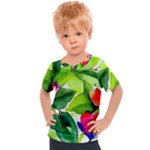 Watercolor Flowers Leaves Foliage Nature Floral Spring Kids  Sports T-Shirt