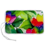 Watercolor Flowers Leaves Foliage Nature Floral Spring Pen Storage Case (S)