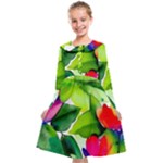 Watercolor Flowers Leaves Foliage Nature Floral Spring Kids  Midi Sailor Dress