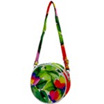 Watercolor Flowers Leaves Foliage Nature Floral Spring Crossbody Circle Bag