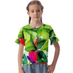 Watercolor Flowers Leaves Foliage Nature Floral Spring Kids  Cuff Sleeve Scrunch Bottom T-Shirt