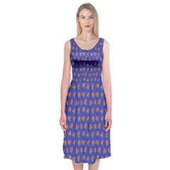 Cute sketchy monsters motif pattern Midi Sleeveless Dress from ArtsNow.com