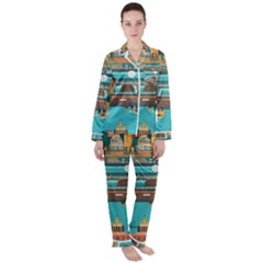 Women s Long Sleeve Satin Pajamas Set	 