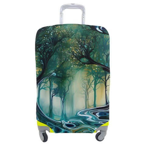 Trees Forest Mystical Forest Background Landscape Nature Luggage Cover (Medium) from ArtsNow.com