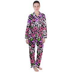 Women s Long Sleeve Satin Pajamas Set	 