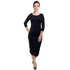 Quarter Sleeve Midi Velour Bodycon Dress 