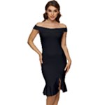 Fantastico Original Off Shoulder Ruffle Split Hem Bodycon Dress