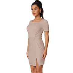 Fitted Knot Split End Bodycon Dress 