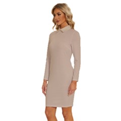 Long Sleeve Shirt Collar Bodycon Dress 