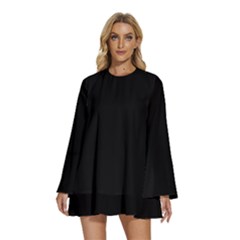 Round Neck Long Sleeve Bohemian Style Chiffon Mini Dress 