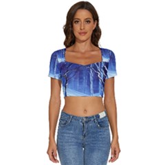 Short Sleeve Square Neckline Crop Top  