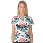 Flowers Hydrangeas V-Neck Sport Mesh T-Shirt