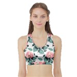 Flowers Hydrangeas Sports Bra with Border