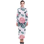 Flowers Hydrangeas Turtleneck Maxi Dress